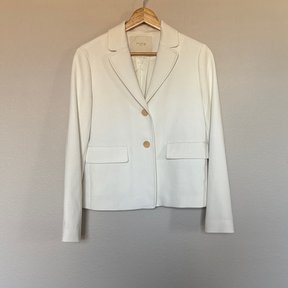 Maje Vizane Cream Ivory Single Breasted Blazer   size 38 Fully Lined